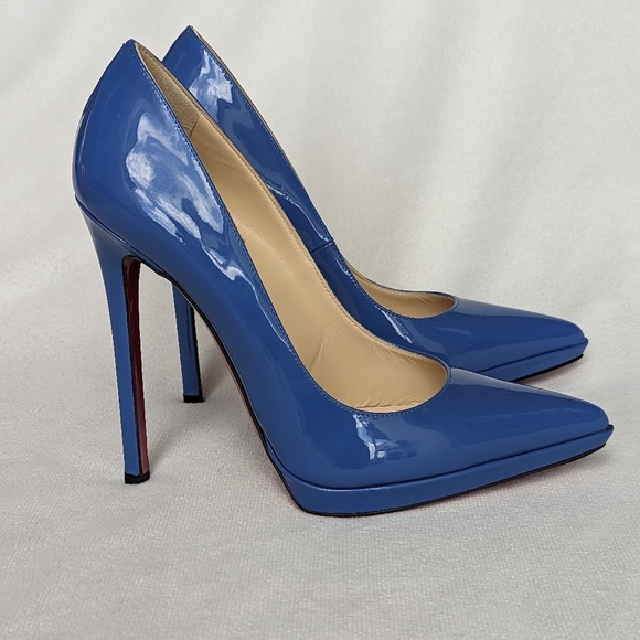 CHRISTIAN LOUBOUTIN | Pigalle Plato Blue Royal Patent Heels, 👠 🎁 💝 - Picture 5 of 12